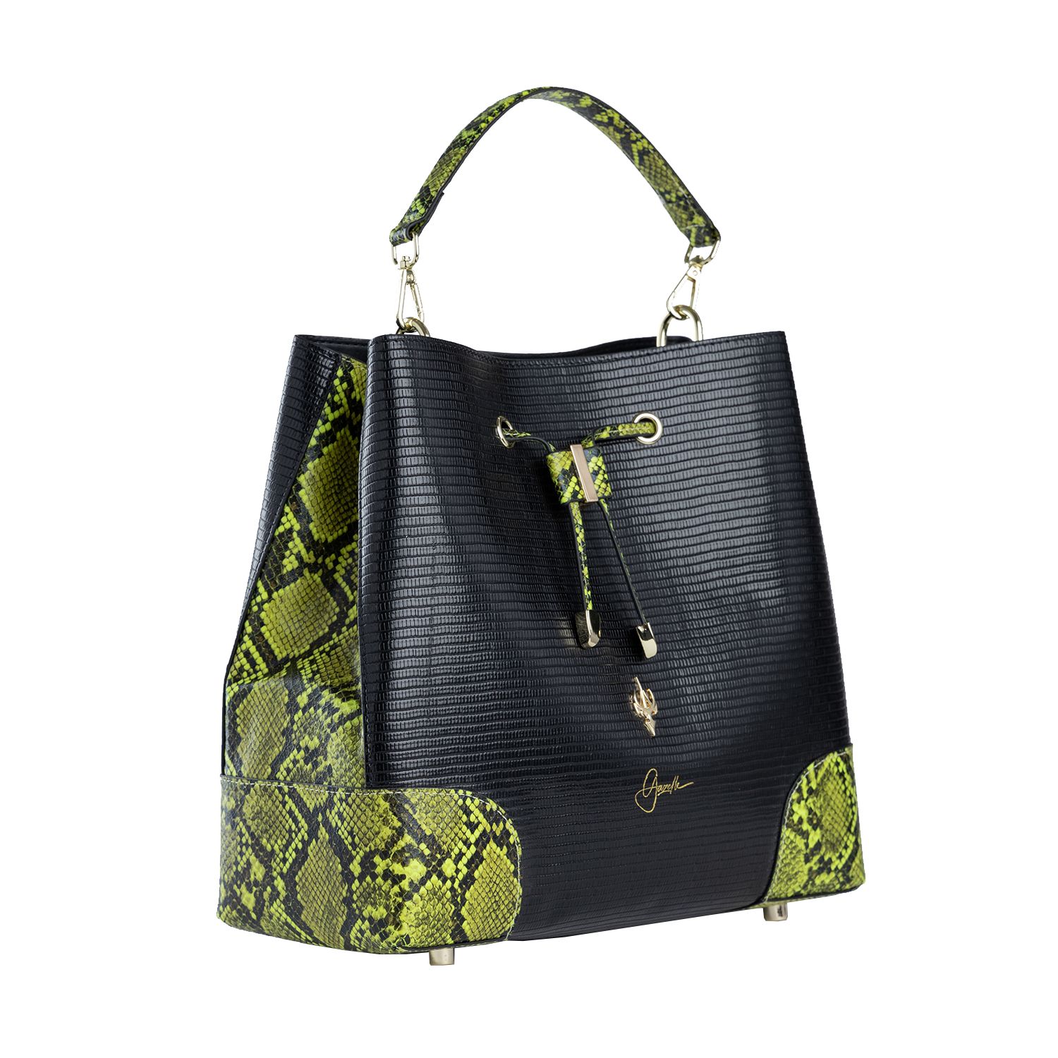 Bucket Bag in Neon Green & Black