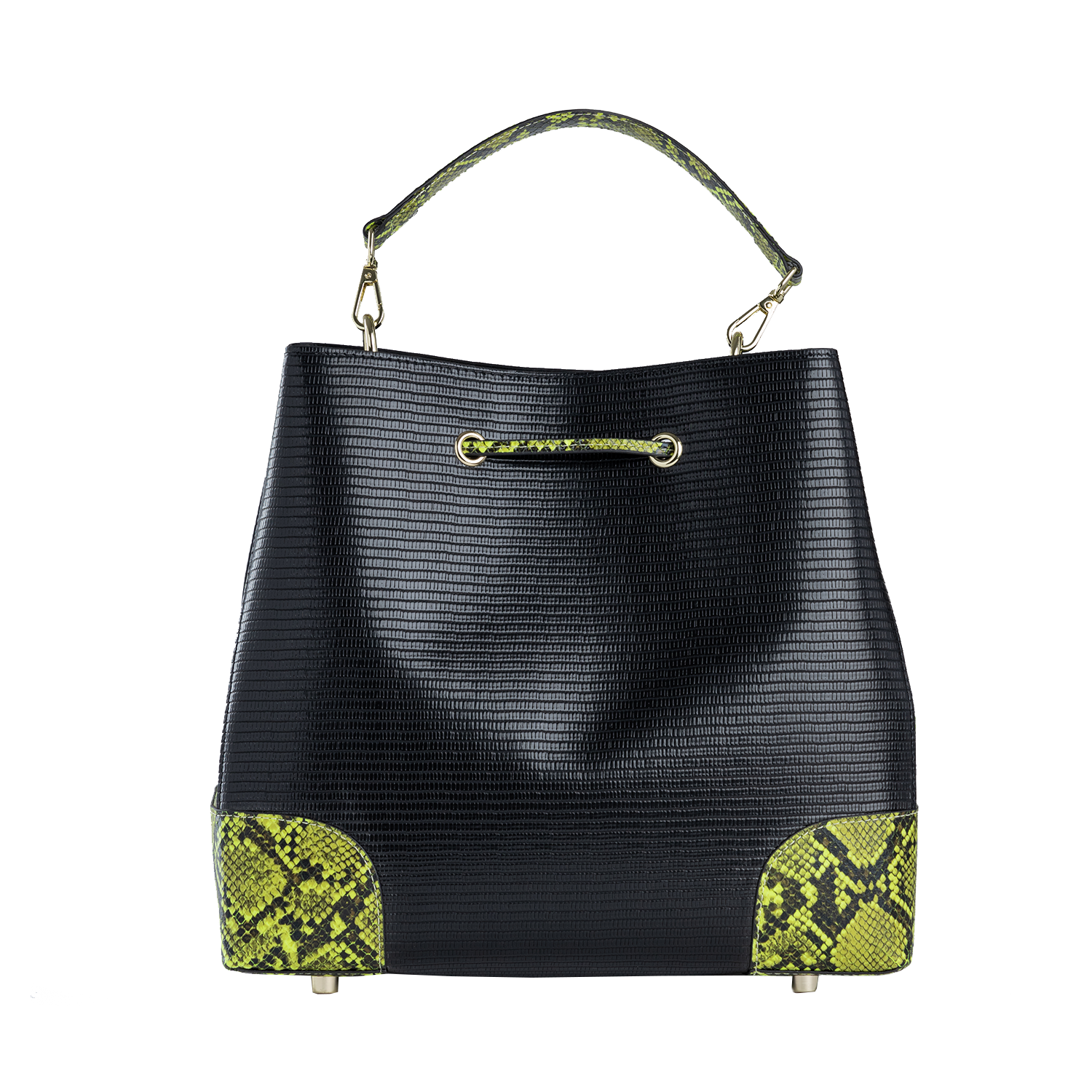 Bucket Bag in Neon Green & Black