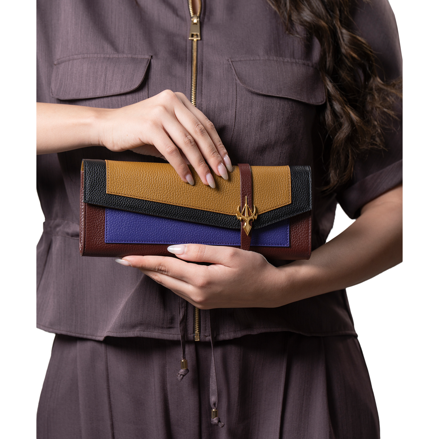 Al Jazzi Brown & Purple Clutch