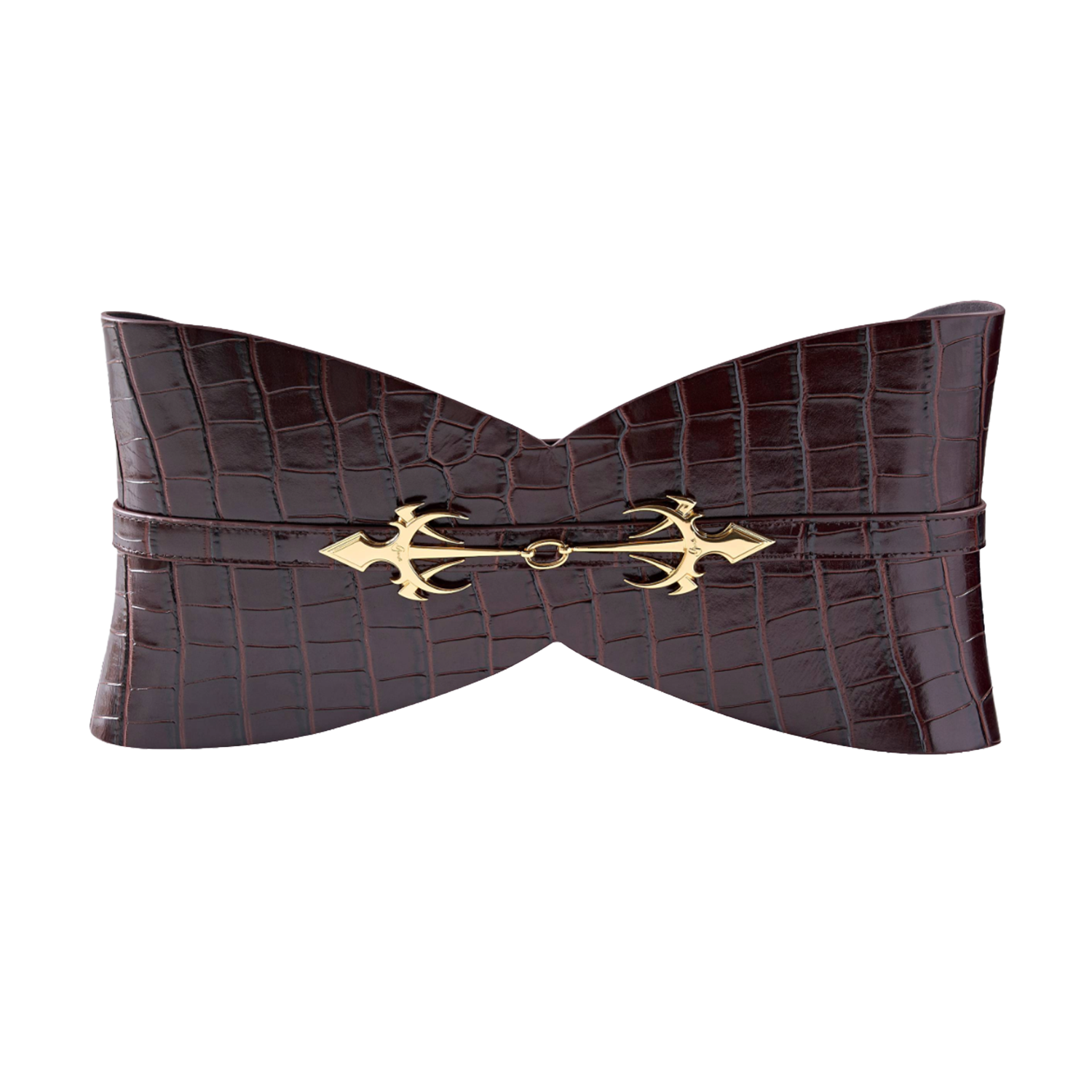 Qawam Corset Belt - Maroon Crocodile