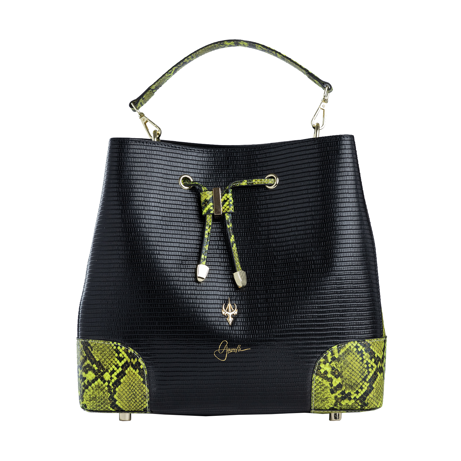 Bucket Bag in Neon Green & Black