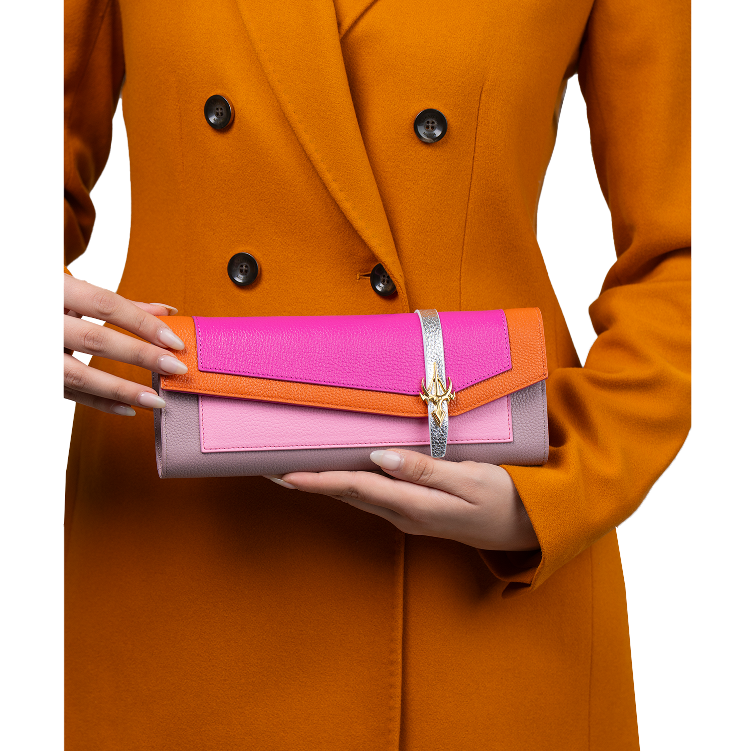 Al Jazzi Pink & Orange Clutch