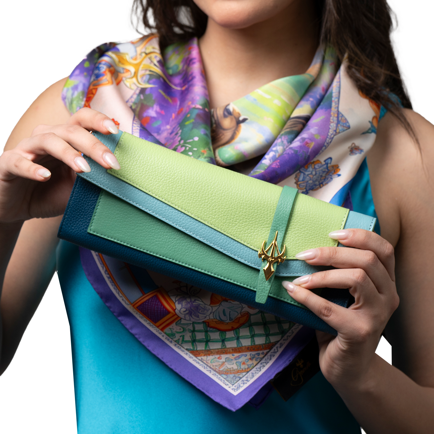 Al Jazzi Blue & Green Clutch